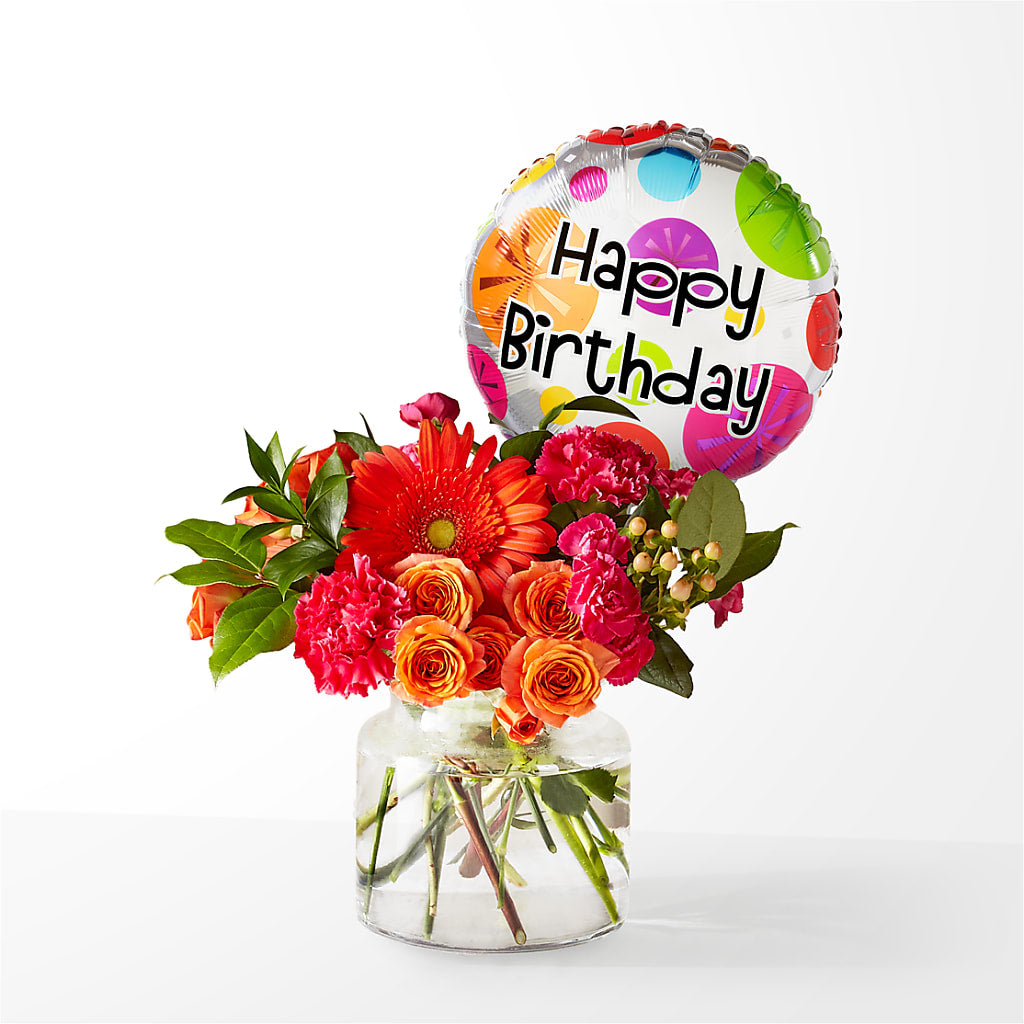 Fiesta Bouquet with Birthday Balloon – KELLY ANN'S FLORAL, Wilkes Barre PA